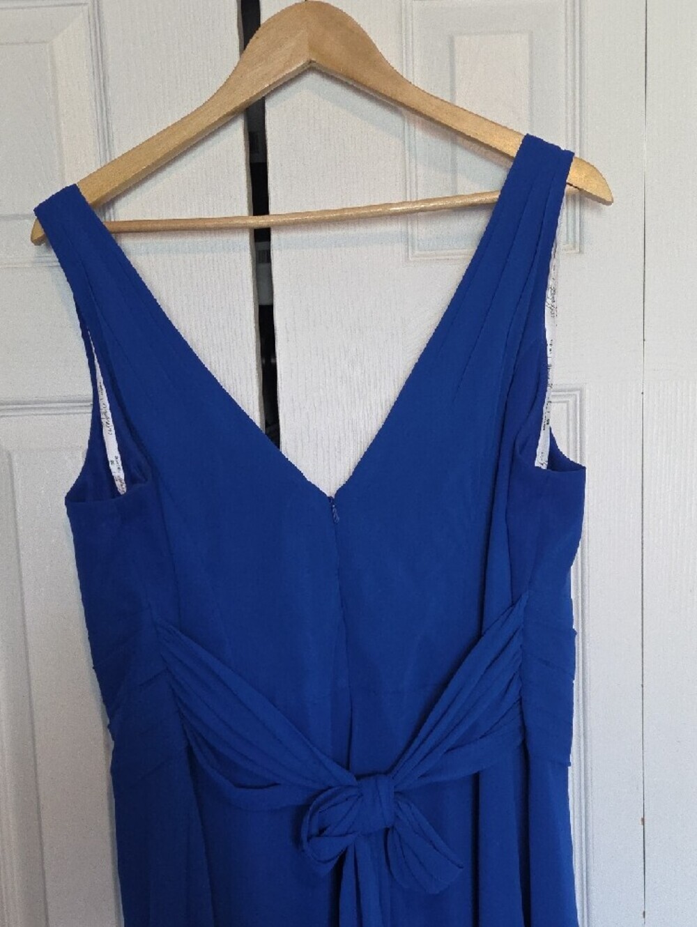 David's Bridal Cobalt Blue V-Neck Sleeveless Maxi Dress
